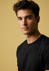Obraz premium Close-up portrait of a man in a black shirt
