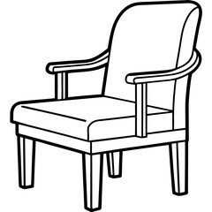 Side View Wooden Armchair – Outline Art Vector