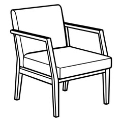 Side View Wooden Armchair – Outline Art Vector