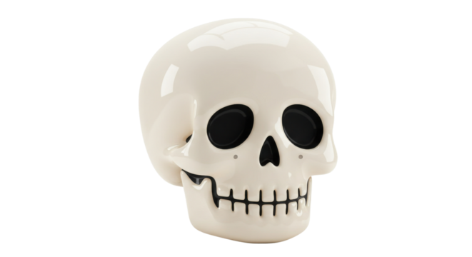 Ceramic Skull Prop for Halloween Decoration isolated PNG with Transparent Background - Powered by Adobe