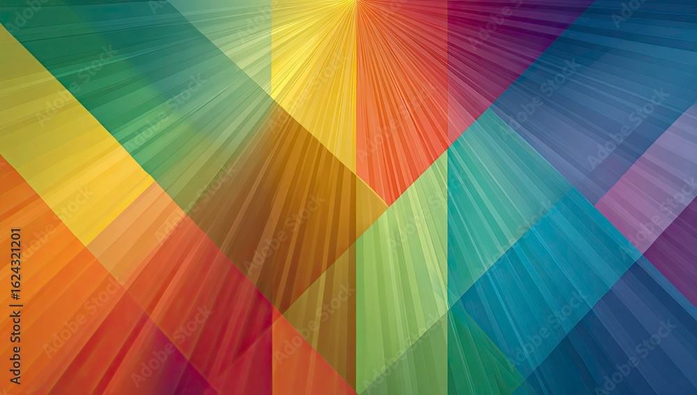 Poster abstract colorful geometric background with radial lines and triangular shapes