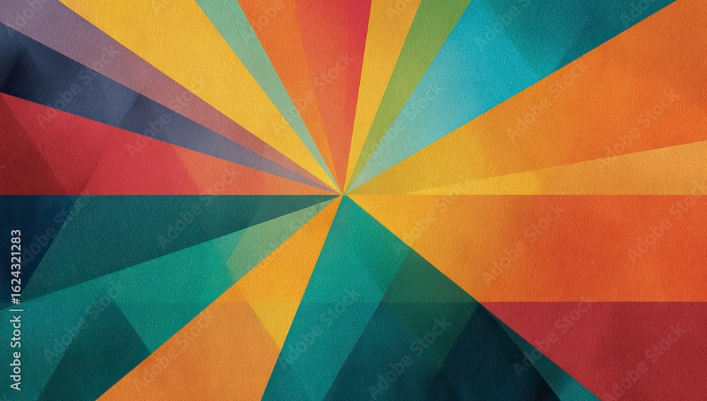 Poster vibrant geometric pattern with radiating lines and textured surface for modern design