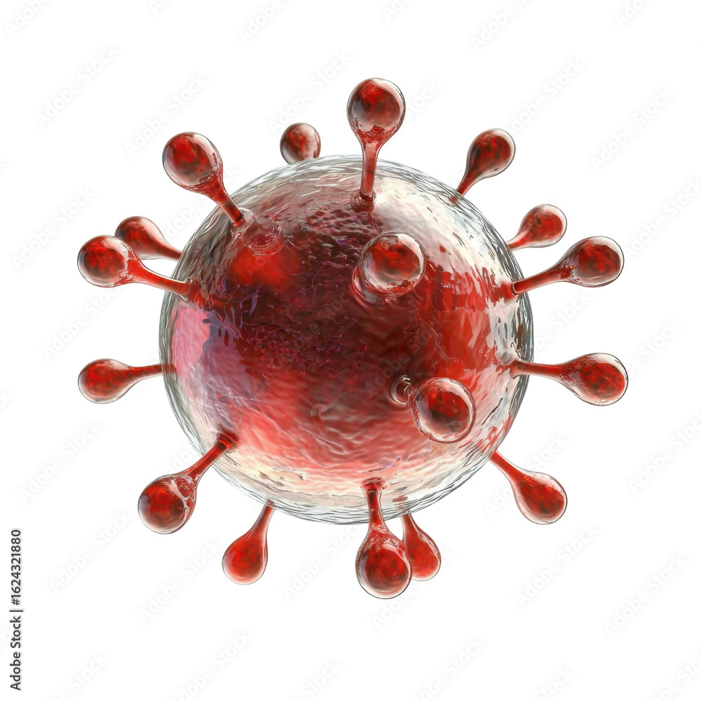 Aufkleber detailed and scientific representation of a virus structure with red and transparent features for ed