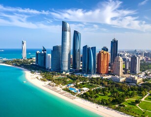 Obraz premium Coastal city skyline