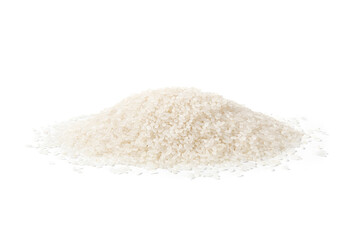 Organic raw rice isolated on white background.