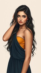 Fototapeta premium Beautiful woman portrait vector art illustration