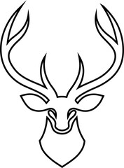 Minimal deer head outline vector icon, ideal for outdoor logos, wildlife gear, and woodland designs.

