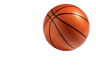 Close up of a basketball with black background and copy space