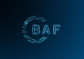 BAF low poly letter logo vector design. BAF lower poly logo design. BAF unique low poly logo design.