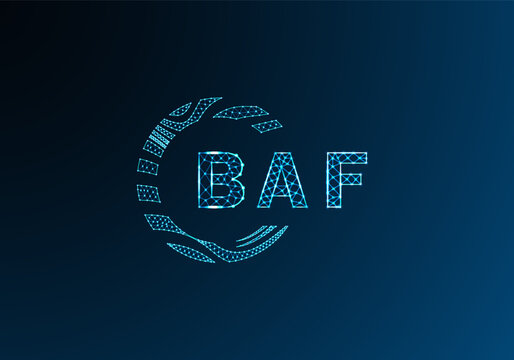 BAF low poly letter logo vector design. BAF lower poly logo design. BAF unique low poly logo design.