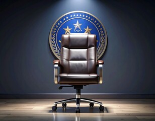 Empty Executive Chair Under Spotlight in Financial Institution Concept