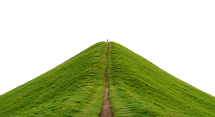 Green hill leading to the top, path to success concept isolated PNG with Transparent Background