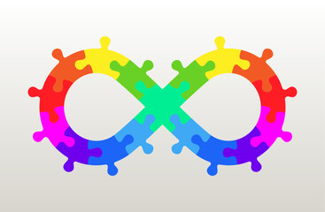 Infinity symbol colorful puzzle design. Vector isolated on white background.	