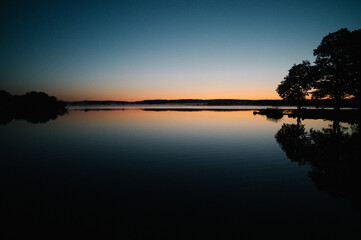 Sunrise over the lake Orle in summer
