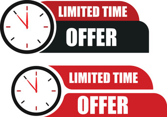 Limited Time Offer Clock Banner  Bold Promotional Sale Design in Red and Black