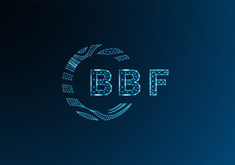 BBF low poly letter logo vector design. BBF lower poly logo design. BBF unique low poly logo design.