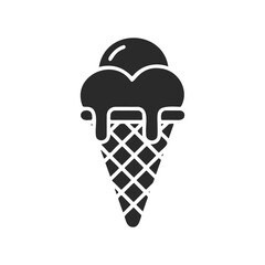 Ice cream cone silhouette: dripping design on white background