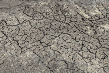 ose-up of dry, cracked earth surface showing severe drought effects and soil texture, symbolizing climate change, arid conditions, and environmental degradation.
