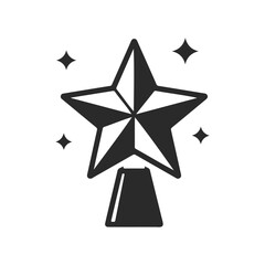 Obraz premium Black and white icon of star trophy with sparkles on plain background