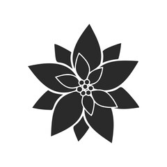Black and white poinsettia flower silhouette design