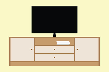 Modern Television and Cabinet Set - Flat Design Illustration.