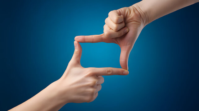 Hands framing a shot, capturing focus and perspective for creative vision and precise execution