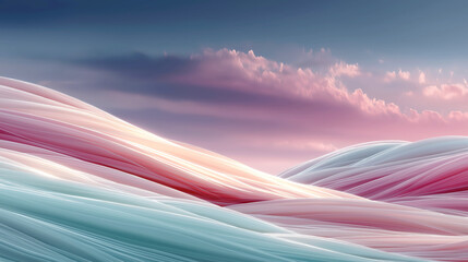 Abstract landscape art, swirling pastel hues with gentle waves and clouds, calming atmosphere, perfect for modern decor.