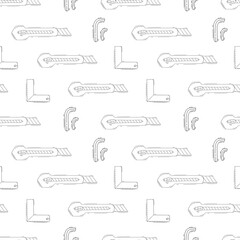 hand drawn construction tools seamless pattern