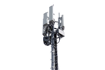 Cell phone tower cut out on white background