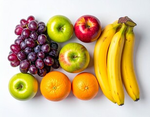 Assorted Fresh Fruits on White Background
