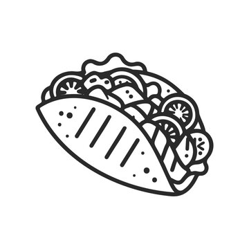 black and white taco food drawing clip art preview