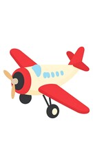 A whimsical illustration of a red and cream propeller plane