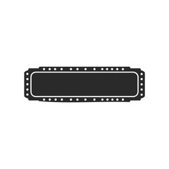 Vector silhouette of a black cinematic filmstrip frame with perforated edges