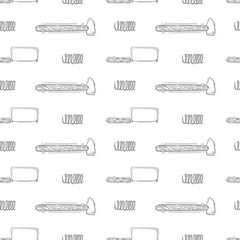 hand drawn construction tools seamless pattern