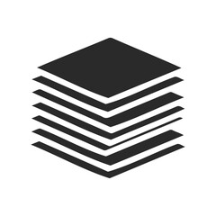 Simple stack of black and white layers in abstract geometric design