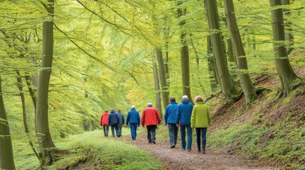 Group Hiking Forest Trail | Nature Walk & Active Seniors