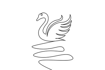 Obraz premium Swan continuous one line drawing and minimalist style isolate outline vector illustration 