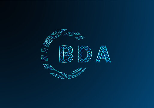 BDA low poly letter logo vector design. BDA lower poly logo design. BDA unique low poly logo design.
