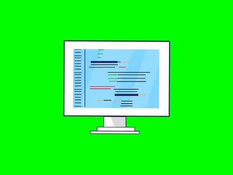 program code on computer screen with green screen background. Coding process in action. Ideal for software development, coding technology, and web development concepts.
