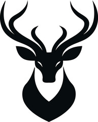Wildlife deer head silhouette vector logo, ideal for national park signs, hunting clubs, and nature apps.

