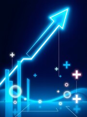 Dynamic upward arrow with light effects and particle animation