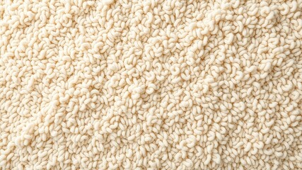 Close-up shows dense, repeating loops of soft white fabric creating a textured, abstract pattern reminiscent of wool fibers
