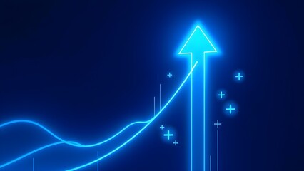 Digital arrow with pixelated light effects