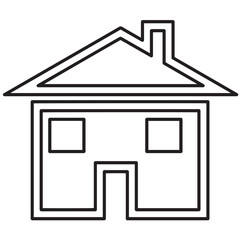 Cute cartoon hand drawn vector House building icon outline.