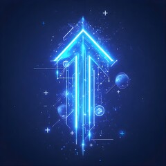 Luminous arrow with radiant energy beams