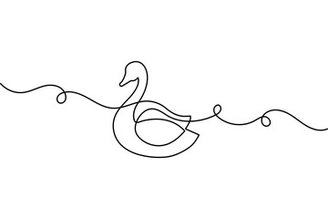 Swan continuous one line drawing and minimalist style isolate outline vector illustration
