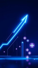 Diagonal blue arrow with dynamic light streaks
