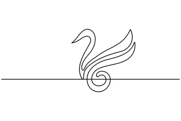Swan continuous one line drawing and minimalist style isolate outline vector illustration
