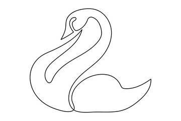 Swan continuous one line drawing and minimalist style isolate outline vector illustration
