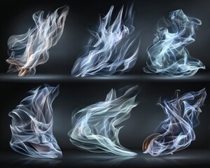Abstract ethereal smoke shapes